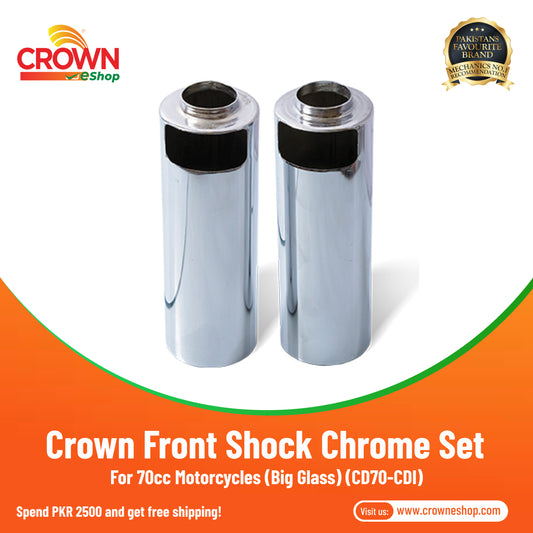 Crown Front Shock Glass Big Chrome Set for 70cc Motorcycles (CD70-CDI) - Crowneshop