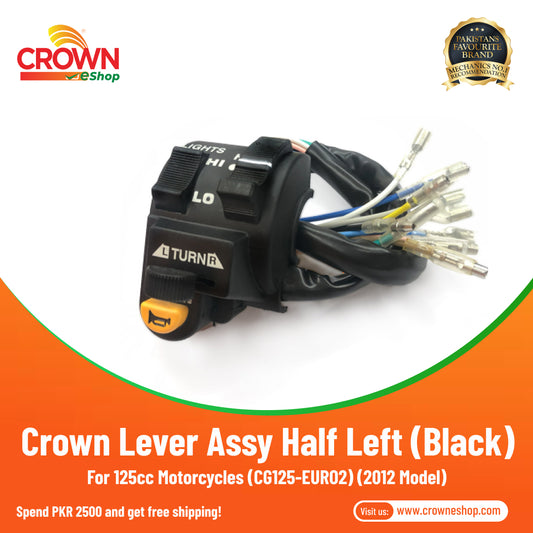 Crown Lever Assy Half Left Only Black (2012 Model) for 125cc Motorcycles (CG125-EURO2) - Crowneshop