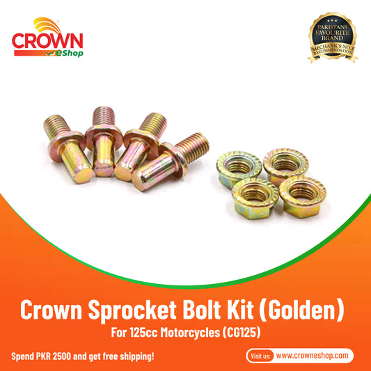 Crown Sprocket Bolt Kit (Golden) for 125cc Motorcycles (CG125) - Crowneshop