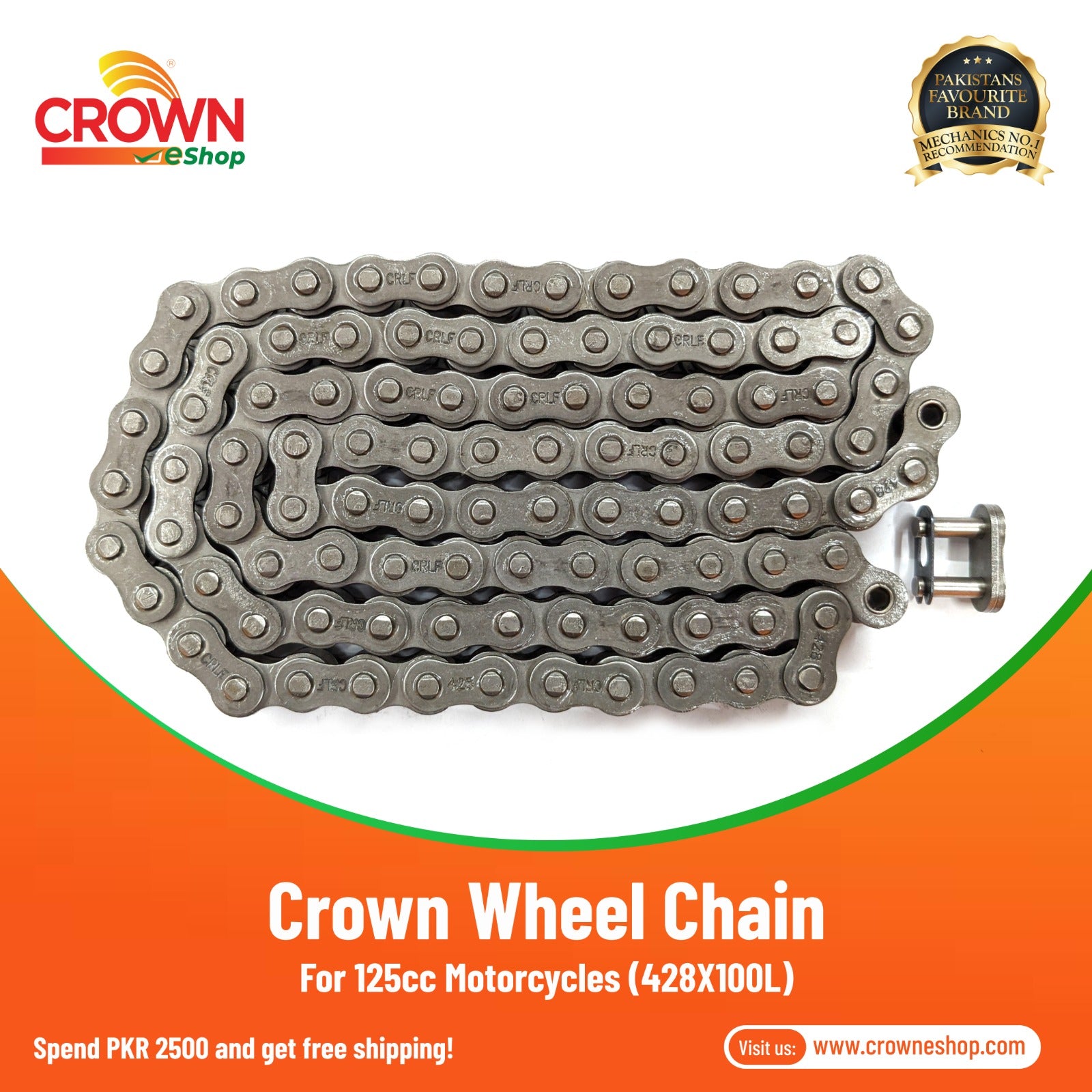 Crown Wheel Chain 428x100L for 125cc Motorcycles