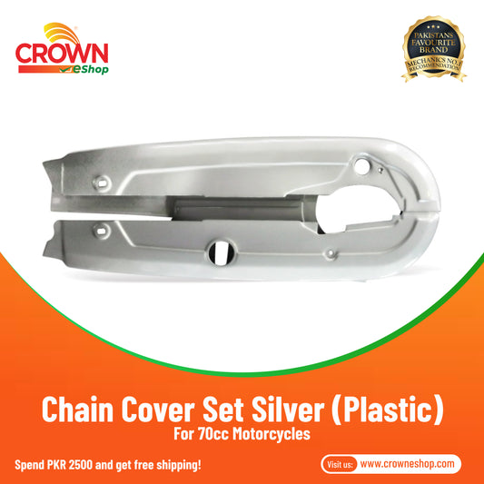 Crown Chain Cover Set Silver (Plastic) for 70cc Motorcycle