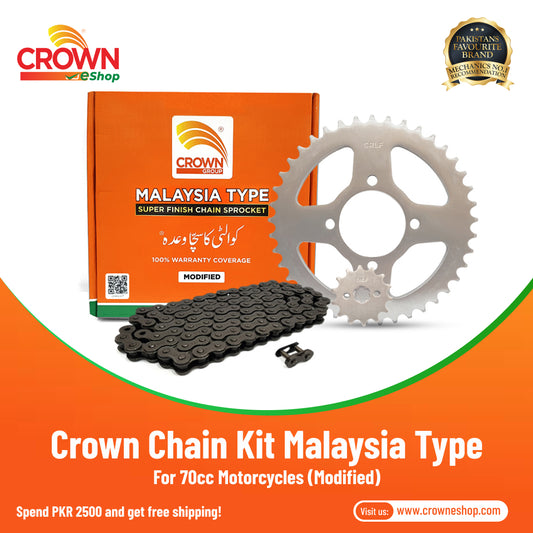 Crown Chain Kit Modified (38X15+420X104L) for CD70F Motorcycles - Crowneshop