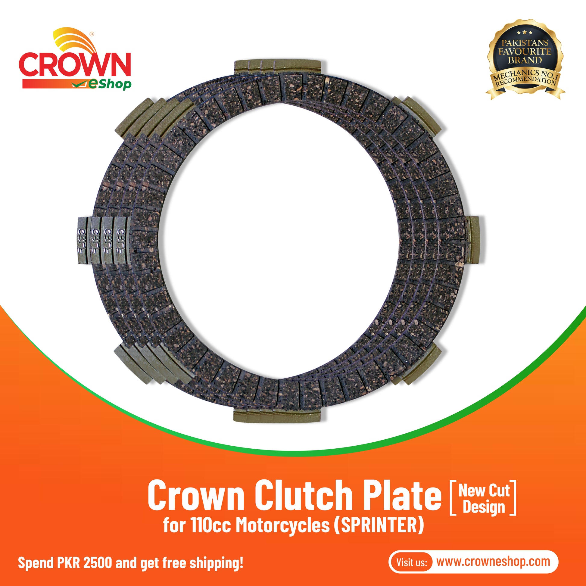 Crown Clutch Plate (New Cut Design) for 110cc Motorcycles (SPRINTER) - Crowneshop