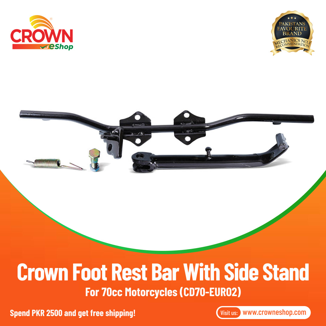 Crown Foot Rest Bar With Side Stand for 70cc Motorcycles (CD70-EURO2) - Crowneshop
