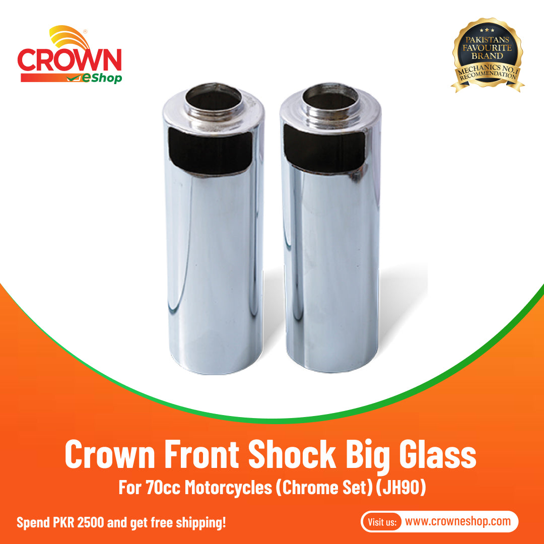 Crown Front Shock Glass Big Chrome Set for 70cc Motorcycles (JH90) - Crowneshop