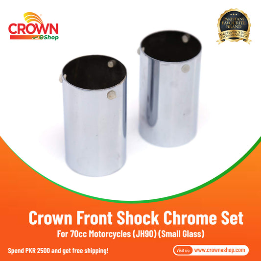 Crown Front Shock Glass Small Chrome Set for 70cc Motorcycles (JH90) - Crowneshop
