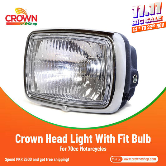 Crown Head Light Complete with Fit Bulb for 70cc Motorcycles