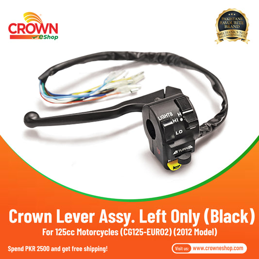 Crown Lever Assy. Left Only 'Black' 2012 Model for 125cc Motorcycles (CG125-EURO2) - Crowneshop