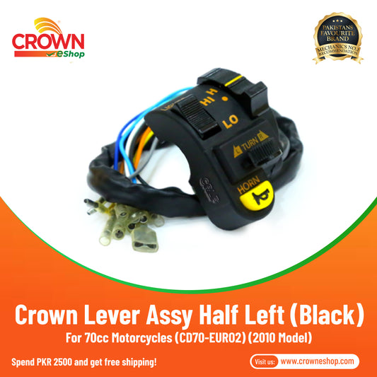 Crown Lever Assy Half Left Only Black (2010 Model) for 70cc Motorcycles (CD70-EURO2) - Crowneshop