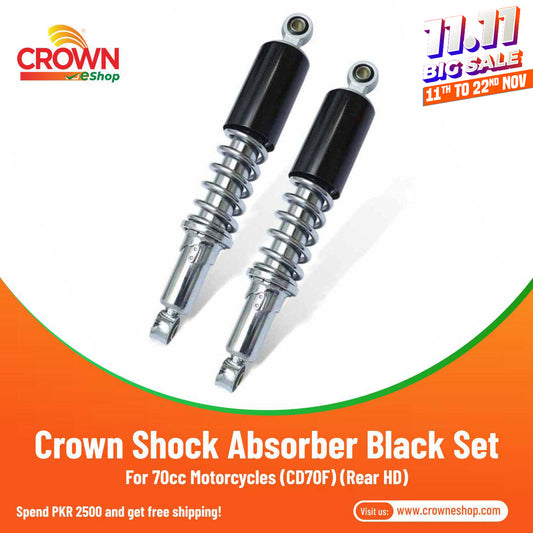 Crown Shock Absorber Set Rear Black for 70cc Motorcycles