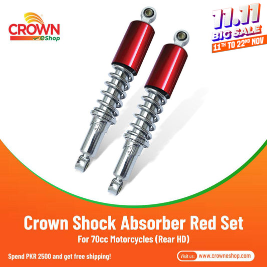 Crown Shock Absorber Set Rear Red for 70cc Motorcycles