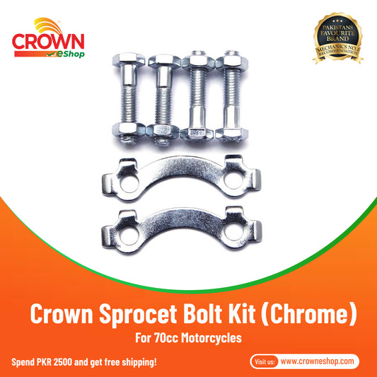 Crown Sprocket Bolt Kit (Chrome) for 70cc Motorcycles (CD70F) - Crowneshop