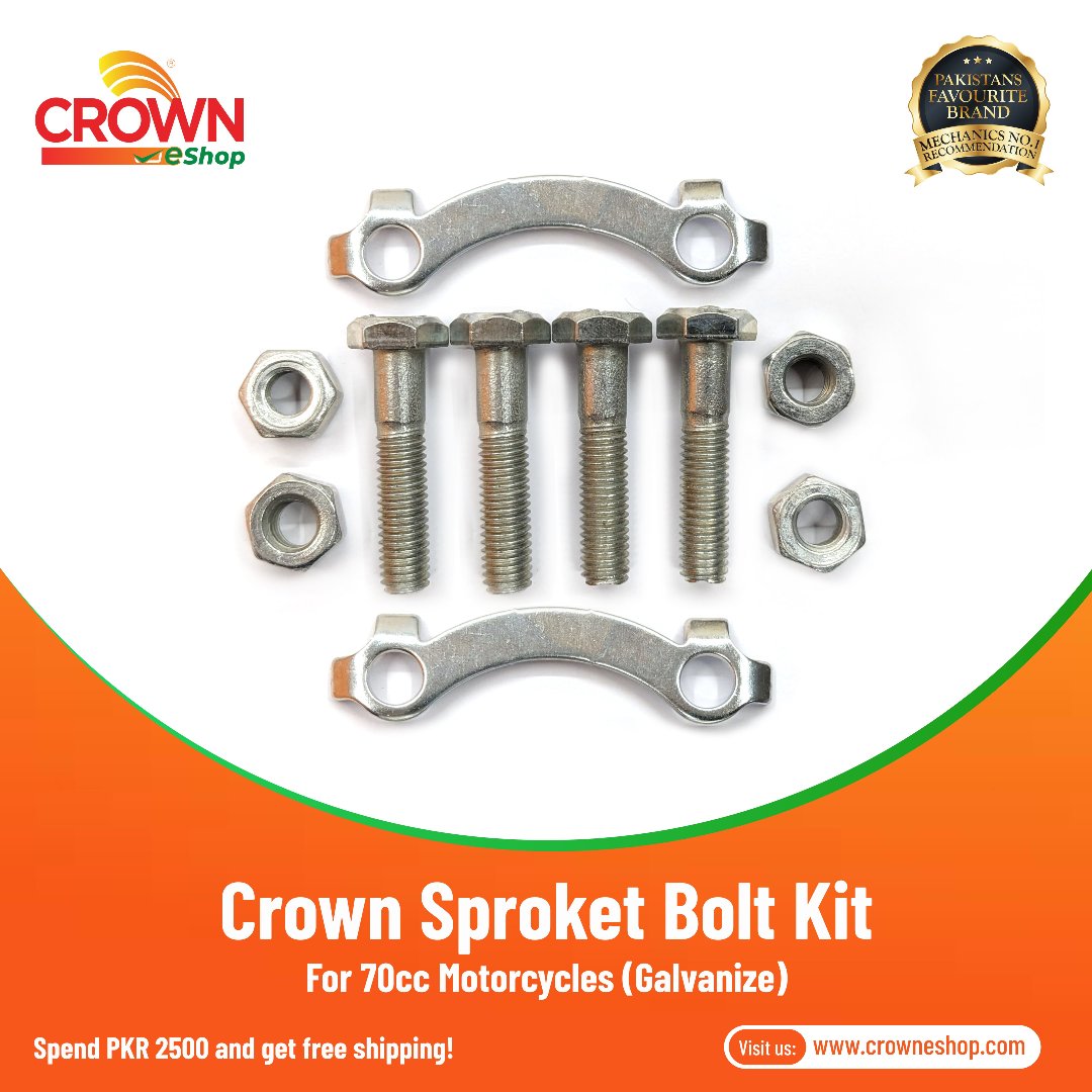 Crown Sprocket Bolt Kit Galvanize for CD70F Motorcycles - Crowneshop