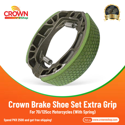 Crown Brake Shoe Set W/Spring Extra Grip For 70/125cc Motorcycles