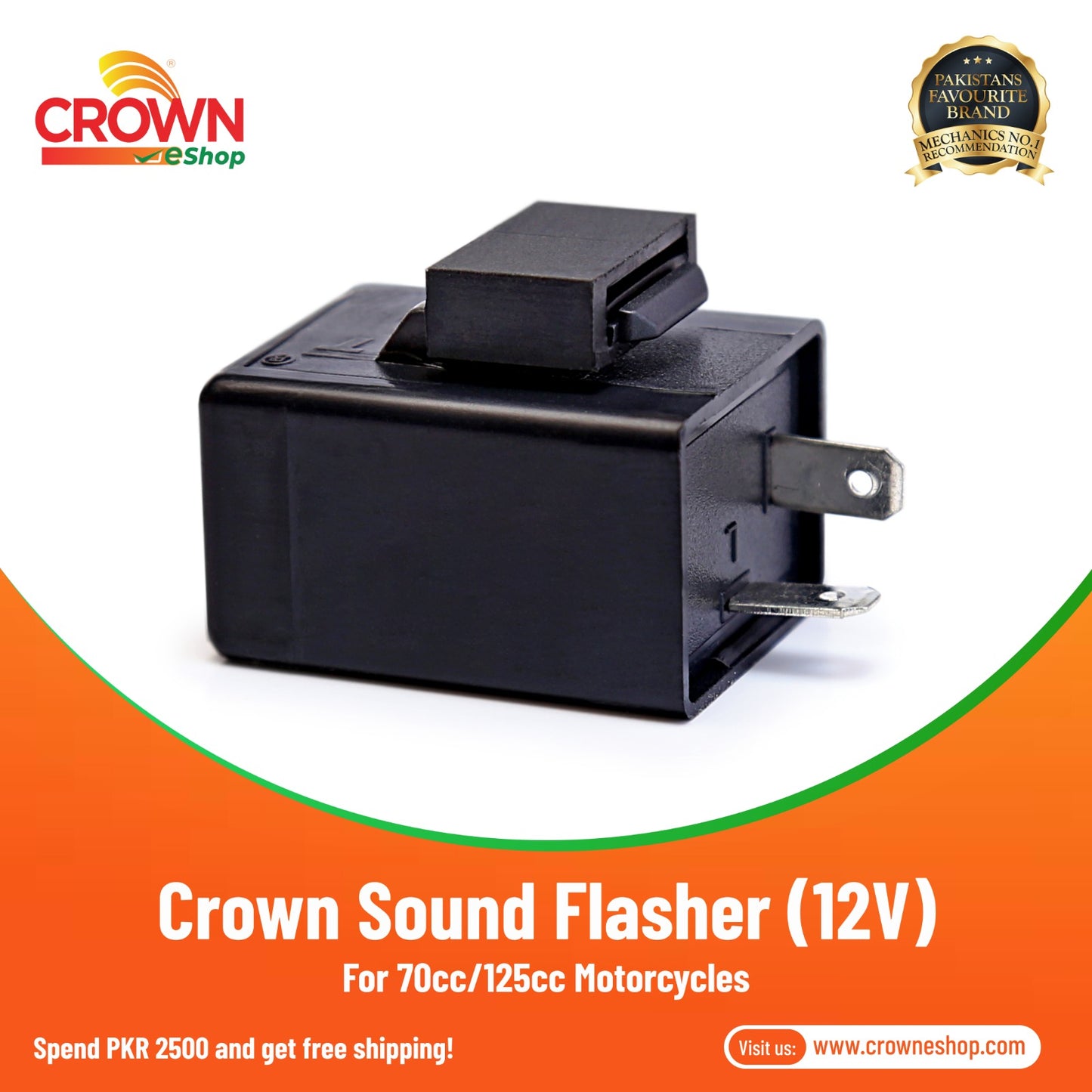 Crown Sound Flasher (12V) for 70cc/125cc Motorcycles