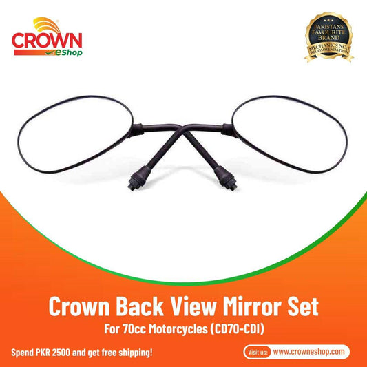 Crown Back View Mirror (Ball Function) Set for CD70-CDI Motorcycles - Crowneshop